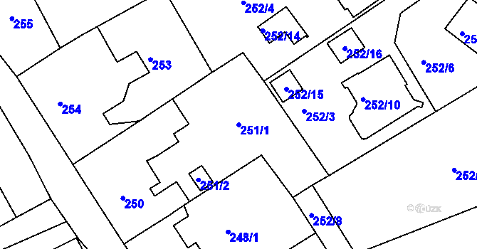 Parcela st. 251/1 v KÚ Vítkov u Sokolova, Katastrální mapa