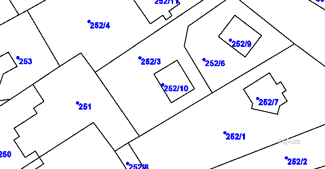 Parcela st. 252/10 v KÚ Vítkov u Sokolova, Katastrální mapa