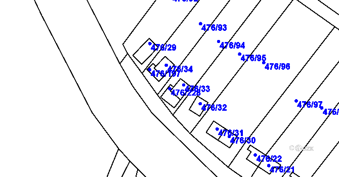 Parcela st. 476/228 v KÚ Vítkov u Sokolova, Katastrální mapa