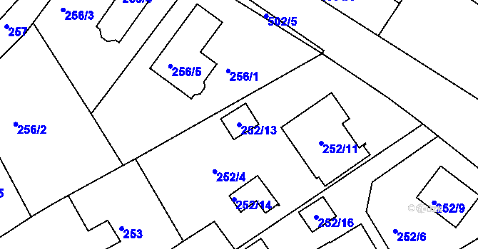 Parcela st. 252/13 v KÚ Vítkov u Sokolova, Katastrální mapa