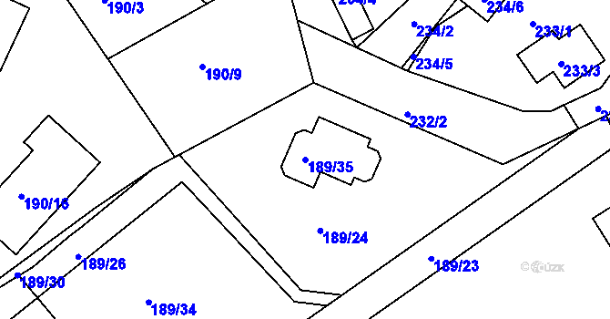 Parcela st. 189/35 v KÚ Vítkov u Sokolova, Katastrální mapa