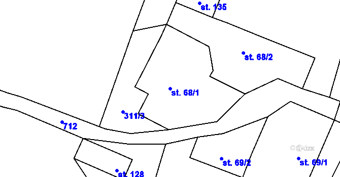 Parcela st. 68/1 v KÚ Dolní Vítkov, Katastrální mapa