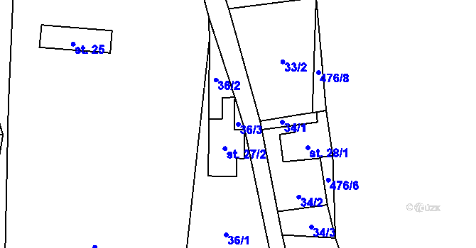 Parcela st. 36/3 v KÚ Dolní Vítkov, Katastrální mapa