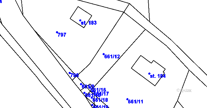 Parcela st. 661/12 v KÚ Dolní Vítkov, Katastrální mapa