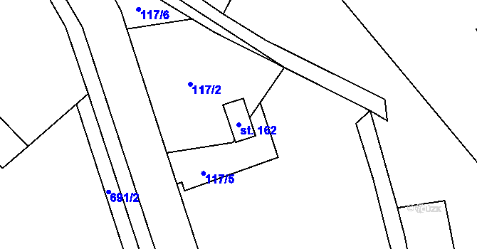 Parcela st. 162 v KÚ Dolní Vítkov, Katastrální mapa