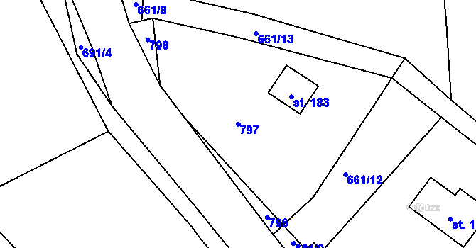 Parcela st. 797 v KÚ Dolní Vítkov, Katastrální mapa