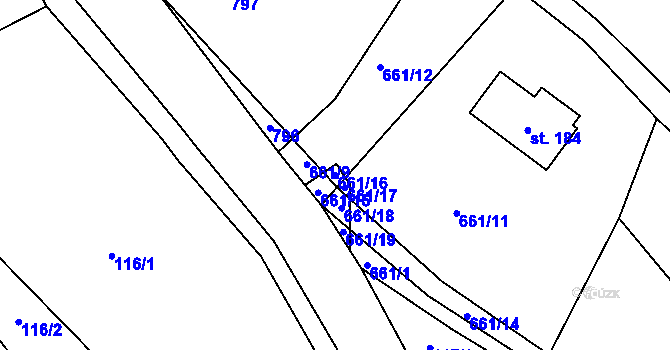Parcela st. 661/16 v KÚ Dolní Vítkov, Katastrální mapa