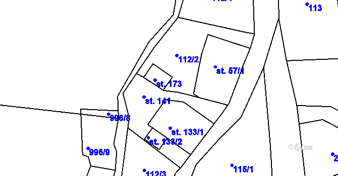 Parcela st. 133/4 v KÚ Horní Vítkov, Katastrální mapa