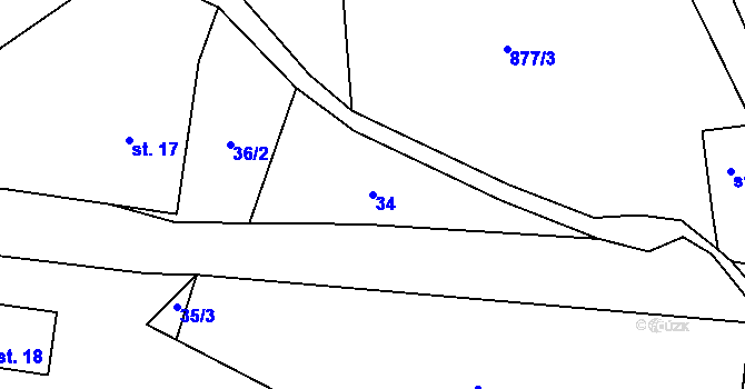 Parcela st. 34 v KÚ Horní Vítkov, Katastrální mapa