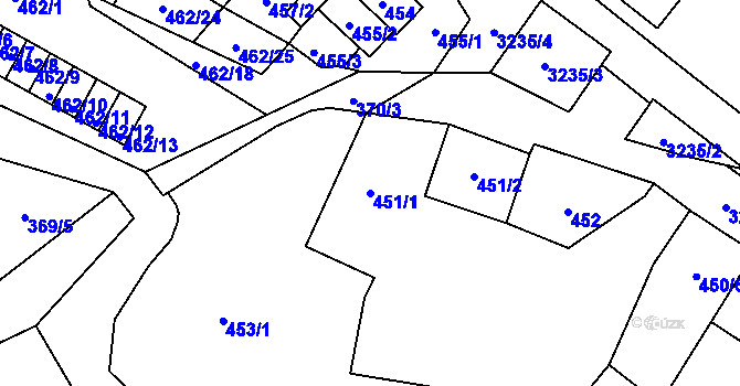 Parcela st. 451/1 v KÚ Vítkov, Katastrální mapa