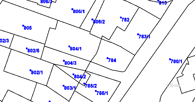 Parcela st. 804/4 v KÚ Vítkov, Katastrální mapa