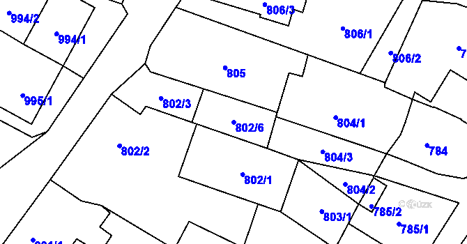 Parcela st. 802/6 v KÚ Vítkov, Katastrální mapa