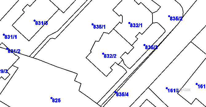 Parcela st. 832/2 v KÚ Vítkov, Katastrální mapa