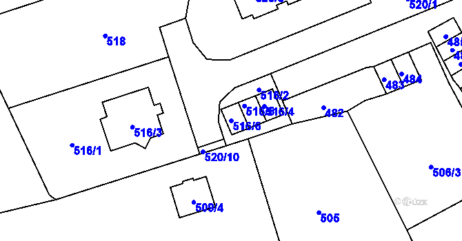 Parcela st. 516/6 v KÚ Vítkov, Katastrální mapa