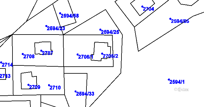 Parcela st. 2706/2 v KÚ Vítkov, Katastrální mapa