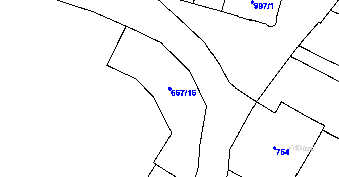 Parcela st. 667/16 v KÚ Vítkov, Katastrální mapa