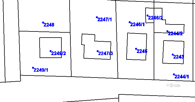 Parcela st. 2247/3 v KÚ Vítkov, Katastrální mapa