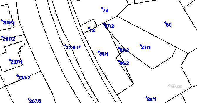 Parcela st. 85/1 v KÚ Vítkov, Katastrální mapa