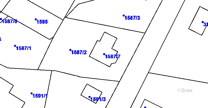 Parcela st. 1587/7 v KÚ Vítkov, Katastrální mapa