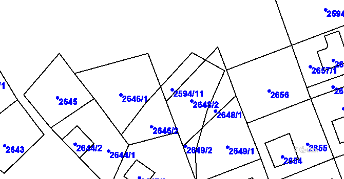 Parcela st. 2594/11 v KÚ Vítkov, Katastrální mapa