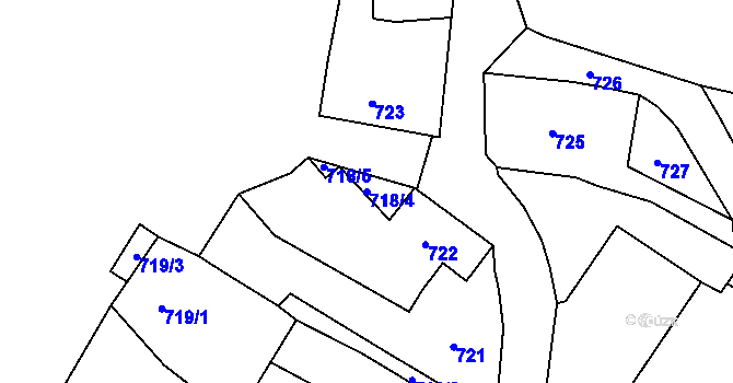 Parcela st. 718/4 v KÚ Vítkov, Katastrální mapa