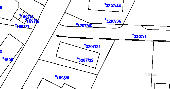 Parcela st. 3207/21 v KÚ Vítkov, Katastrální mapa