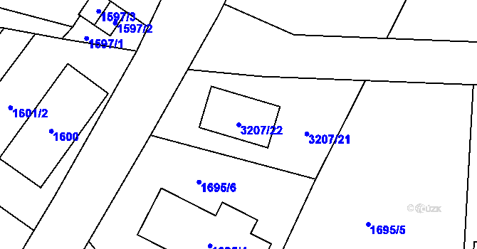 Parcela st. 3207/22 v KÚ Vítkov, Katastrální mapa