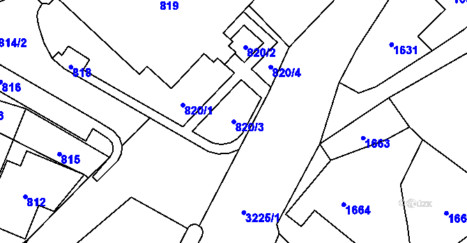 Parcela st. 820/3 v KÚ Vítkov, Katastrální mapa