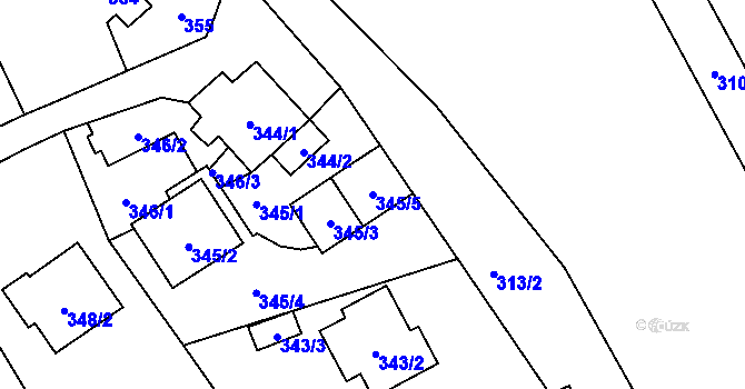 Parcela st. 345/5 v KÚ Vítkov, Katastrální mapa