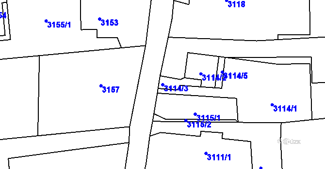 Parcela st. 3114/3 v KÚ Vítkov, Katastrální mapa