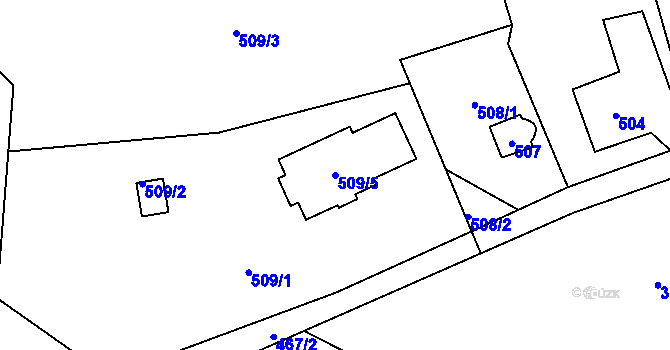 Parcela st. 509/5 v KÚ Vítkov, Katastrální mapa