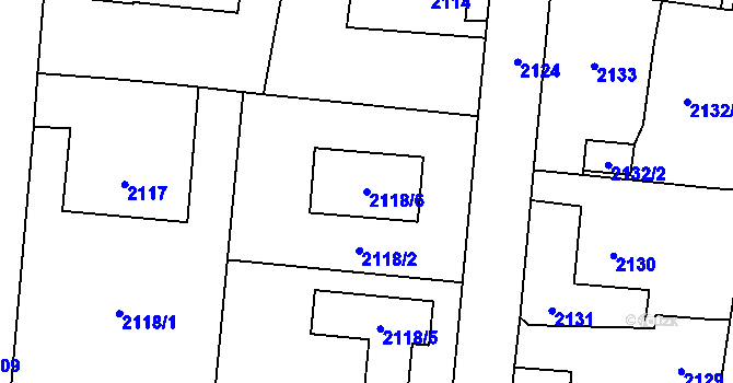 Parcela st. 2118/6 v KÚ Vítkov, Katastrální mapa