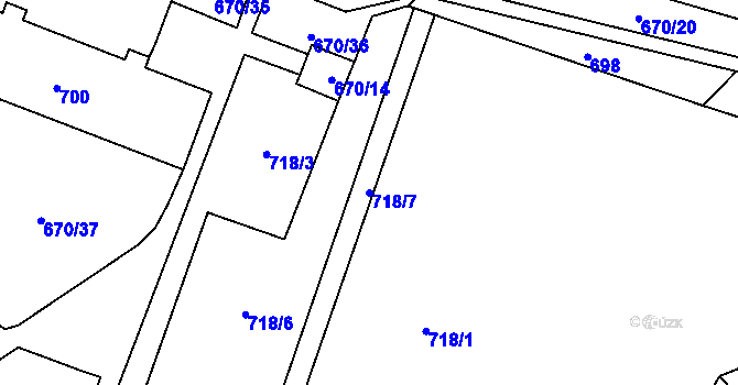Parcela st. 718/7 v KÚ Vítkov, Katastrální mapa