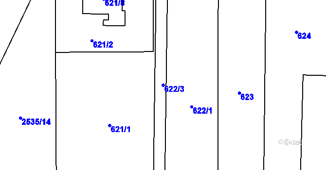 Parcela st. 622/3 v KÚ Vítkov, Katastrální mapa