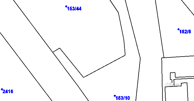 Parcela st. 153/49 v KÚ Vítkov, Katastrální mapa