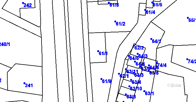 Parcela st. 61/1 v KÚ Vítkov, Katastrální mapa
