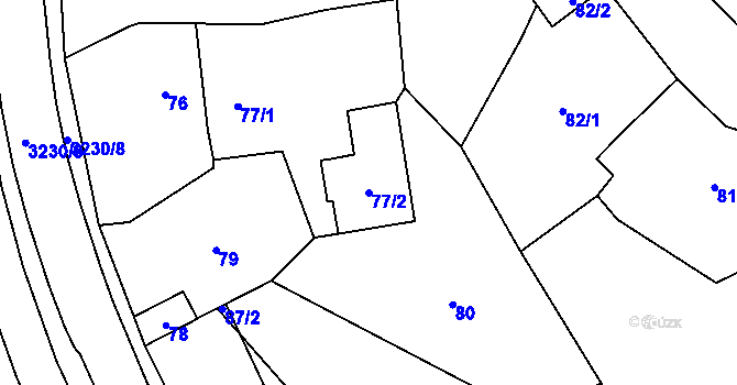 Parcela st. 77/2 v KÚ Vítkov, Katastrální mapa