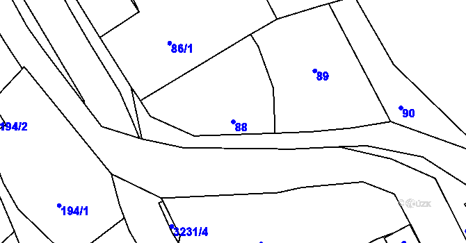 Parcela st. 88 v KÚ Vítkov, Katastrální mapa