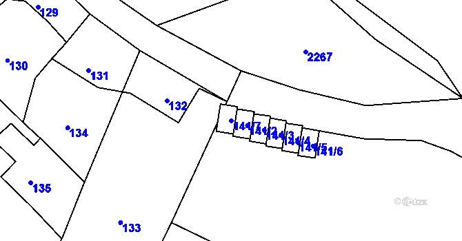 Parcela st. 141/7 v KÚ Vítkov, Katastrální mapa