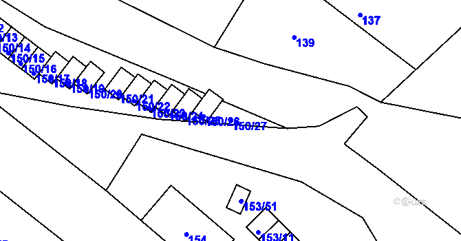 Parcela st. 150/27 v KÚ Vítkov, Katastrální mapa