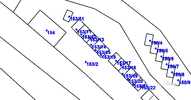 Parcela st. 153/15 v KÚ Vítkov, Katastrální mapa