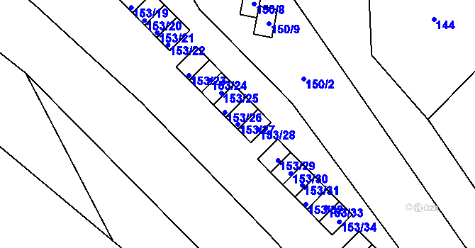 Parcela st. 153/27 v KÚ Vítkov, Katastrální mapa