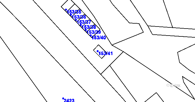 Parcela st. 153/41 v KÚ Vítkov, Katastrální mapa