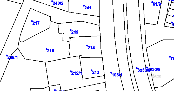 Parcela st. 214 v KÚ Vítkov, Katastrální mapa