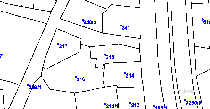 Parcela st. 215 v KÚ Vítkov, Katastrální mapa