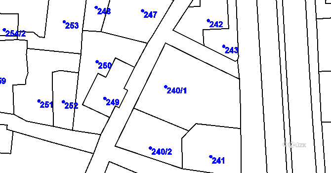 Parcela st. 240/1 v KÚ Vítkov, Katastrální mapa