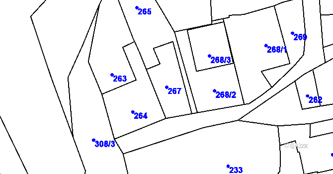 Parcela st. 267 v KÚ Vítkov, Katastrální mapa
