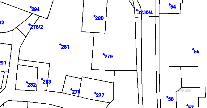 Parcela st. 279 v KÚ Vítkov, Katastrální mapa
