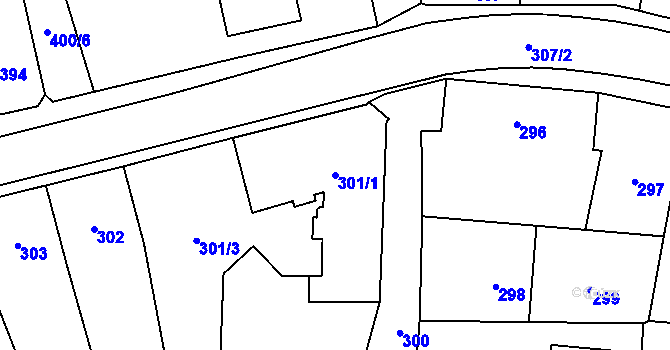 Parcela st. 301/1 v KÚ Vítkov, Katastrální mapa
