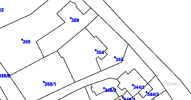 Parcela st. 354 v KÚ Vítkov, Katastrální mapa